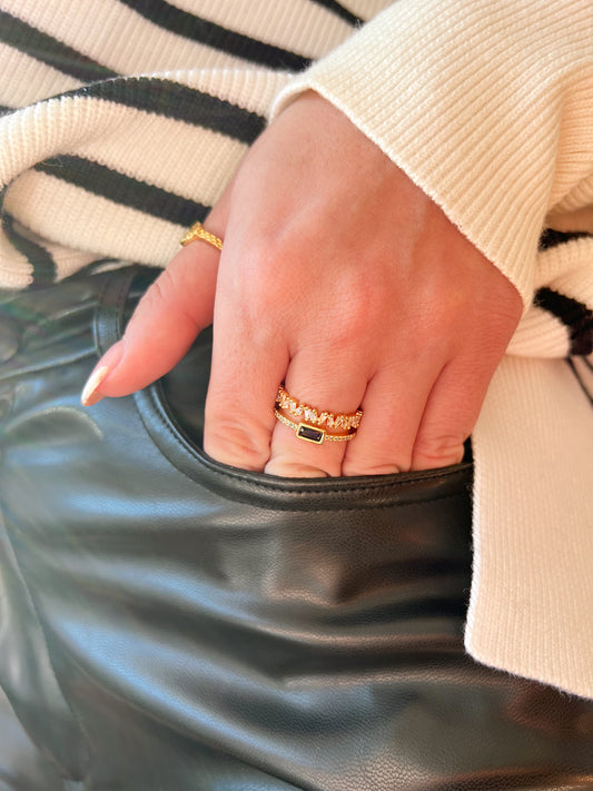 Green Double Stack Gemstone Ring