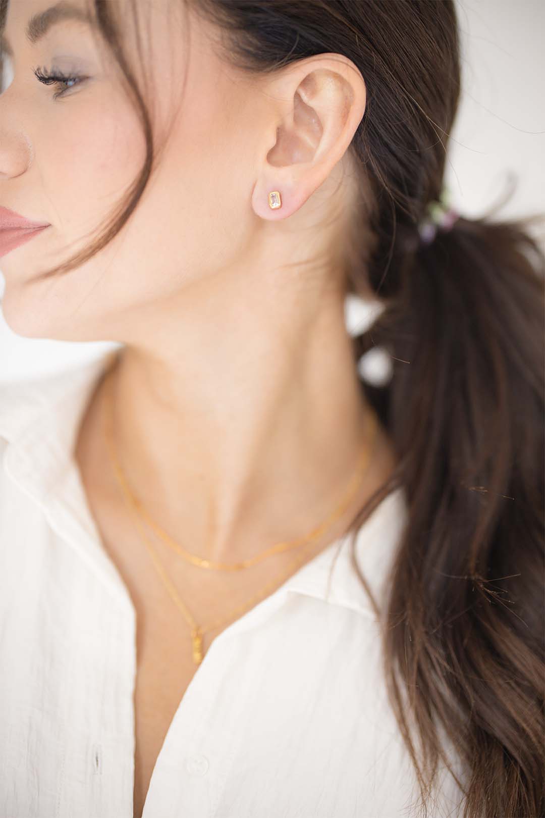 Mini Clear Baguette Studs