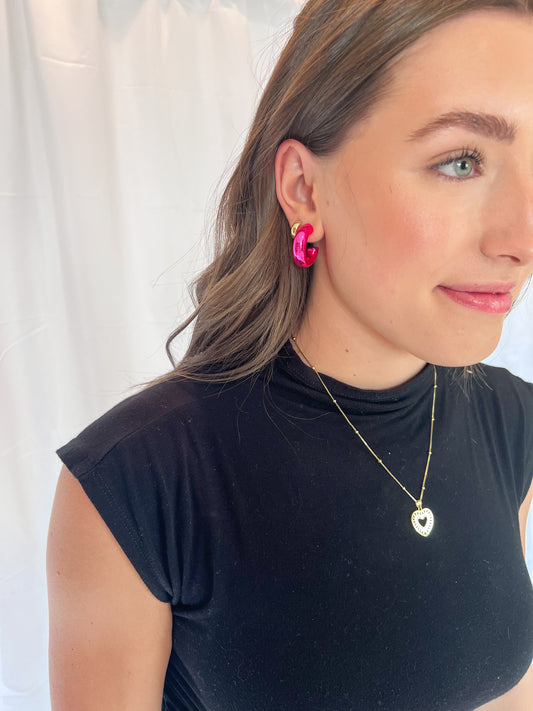 Hot Pink Metallic Hoop