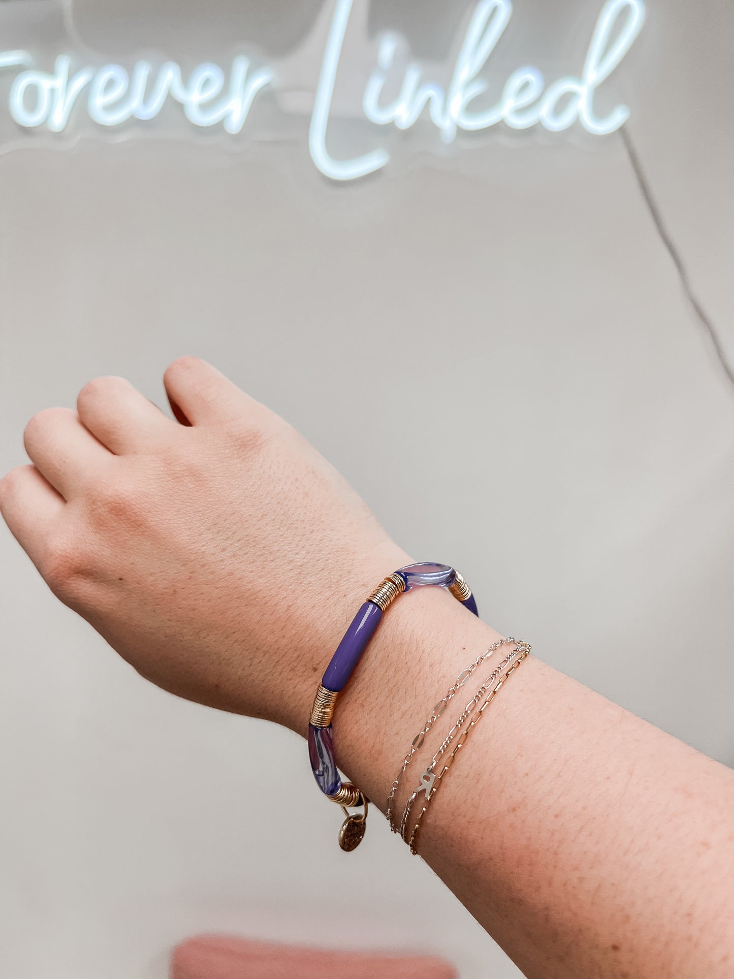 Light and Dark Purple Tube Bracelet