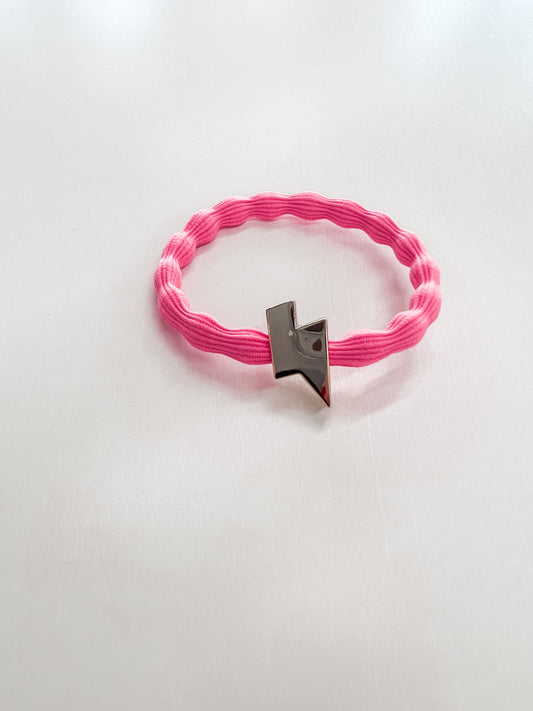 BRIGHT PINK BOLT HAIR TIE