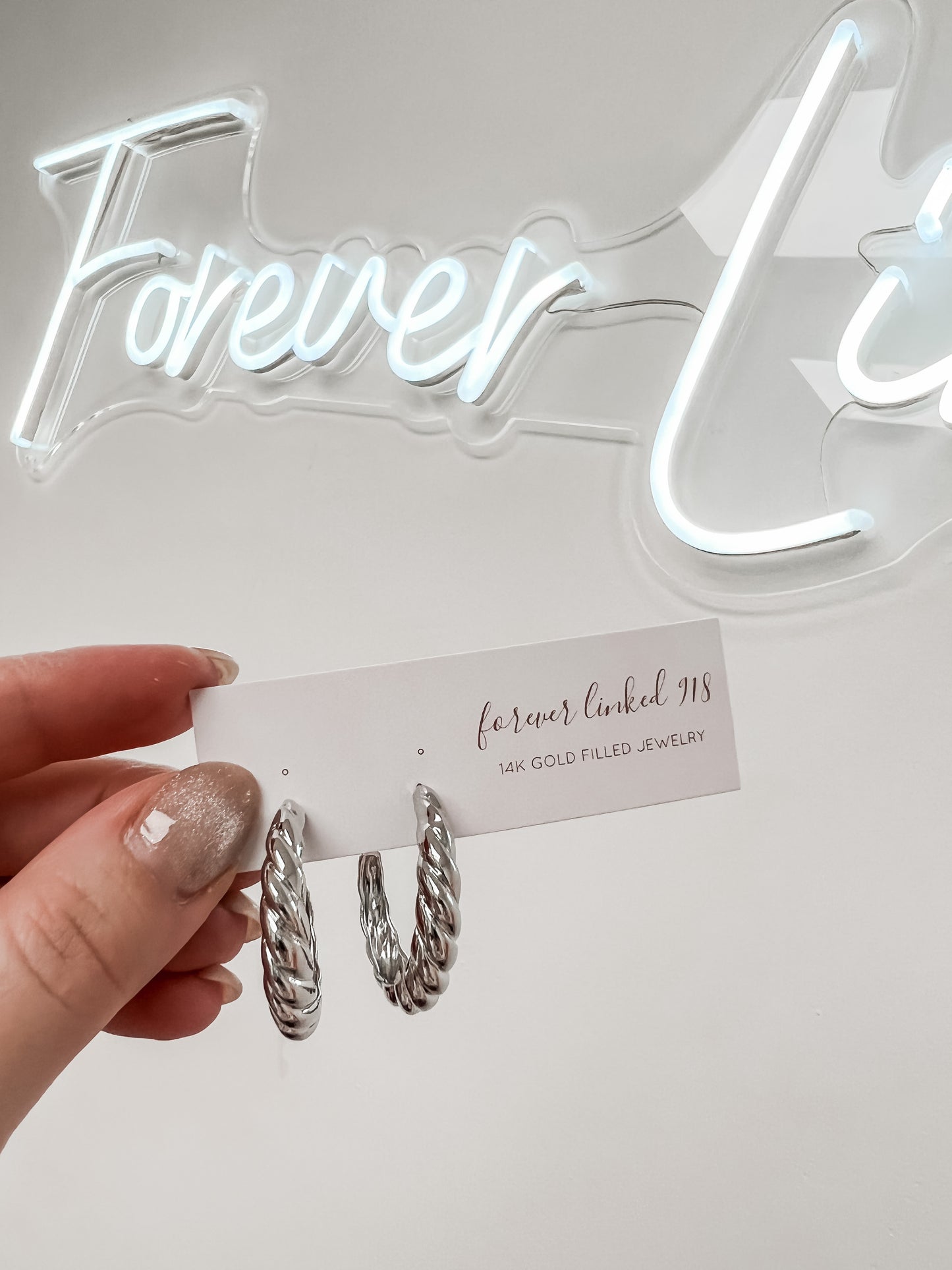 Twisted Croissant Silver Hoops