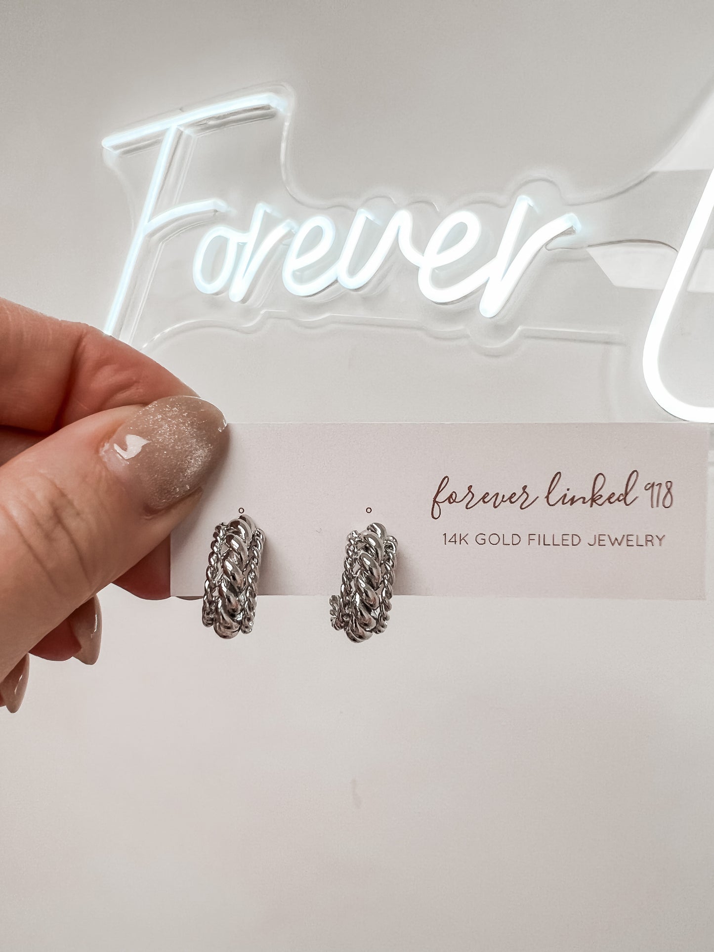 Silver Twisted Rope Croissant Hoops