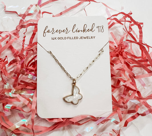 White Butterfly Necklace