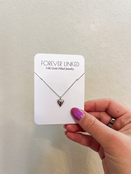 Silver Puffy Heart Necklace