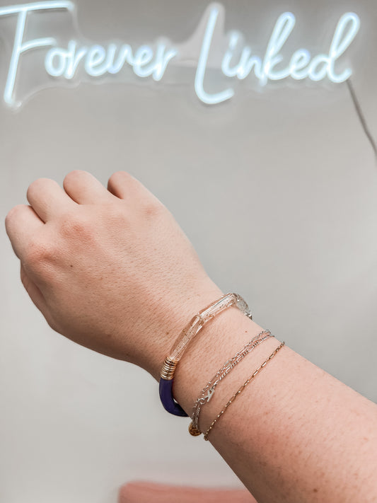 Clear and Purple Tube Bracelet