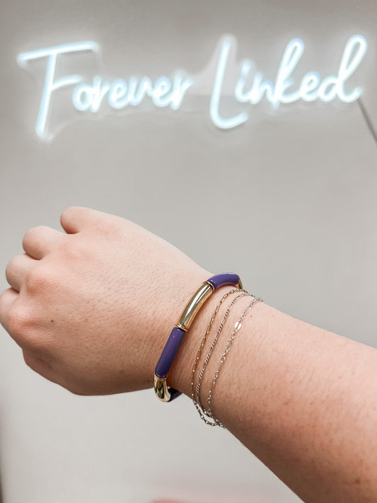 Gold and Purple Tube Bracelet