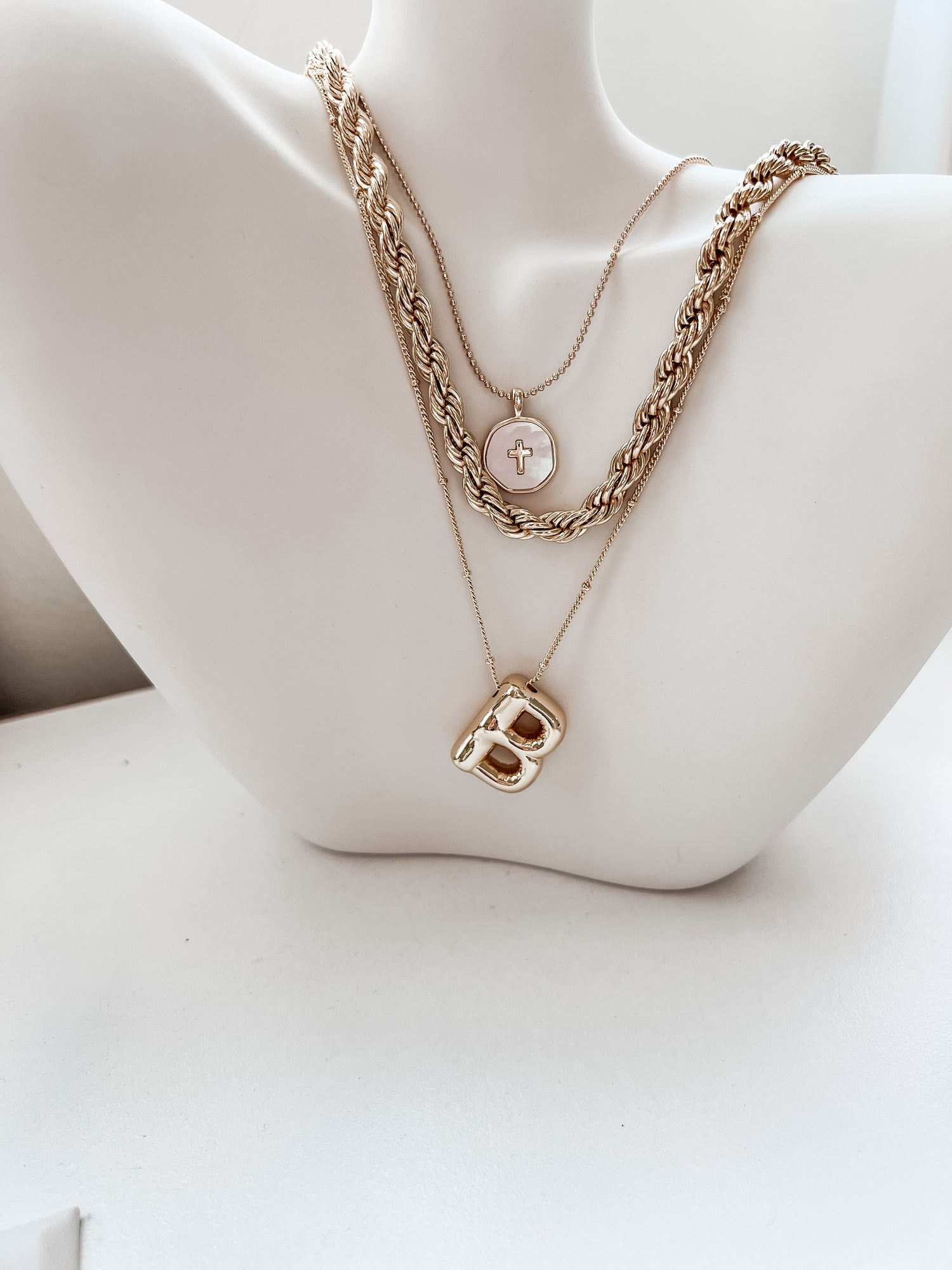 Bubble Initial Sphere Necklace (Gold)