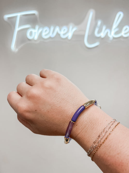 Clear Purple and Gold Bracelet