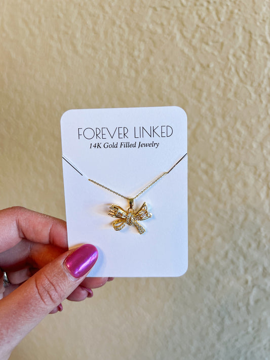 Gold Chunky Bow Necklace