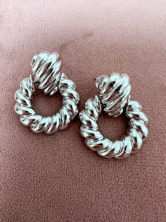 Twisted Rope Earring in Silver