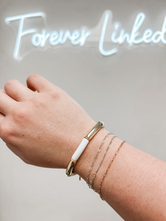 White & Gold Tube Bracelet