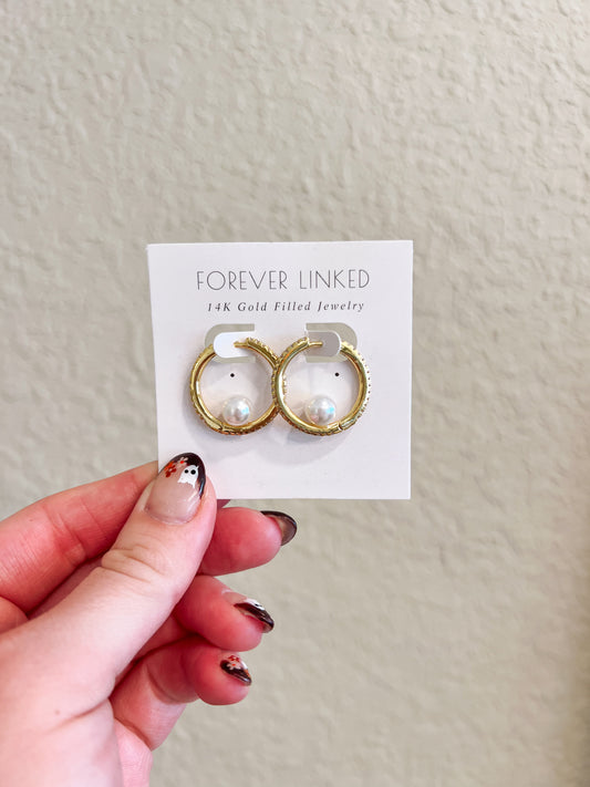 Gold Rounded Peal Hoops